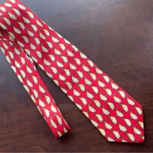Beaufort Penguin Silk Neck Tie Red Silk Tie with Penguins Made in Italy